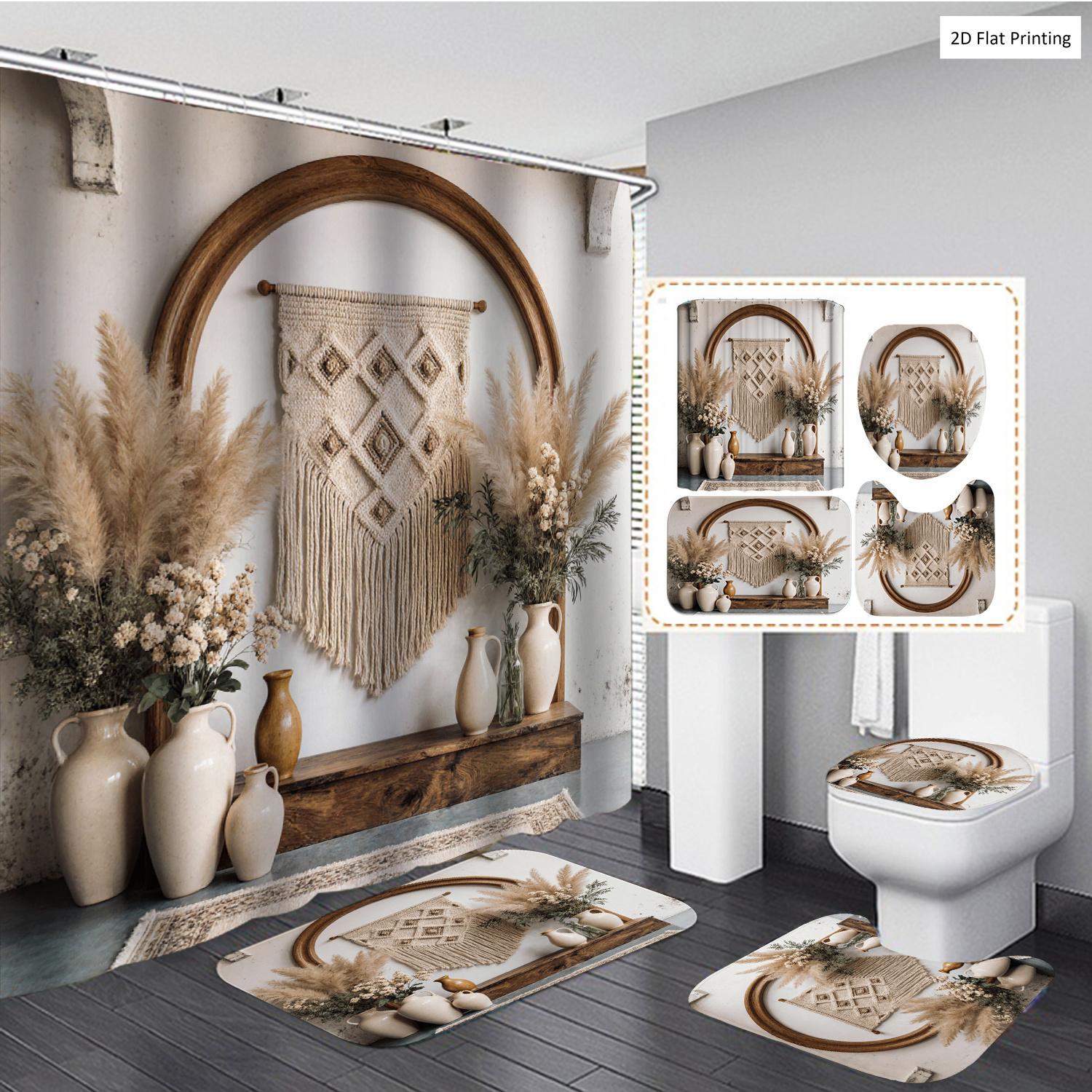 Home Bathroom Accessories - Bohemian Style Vases and Pampas Grass