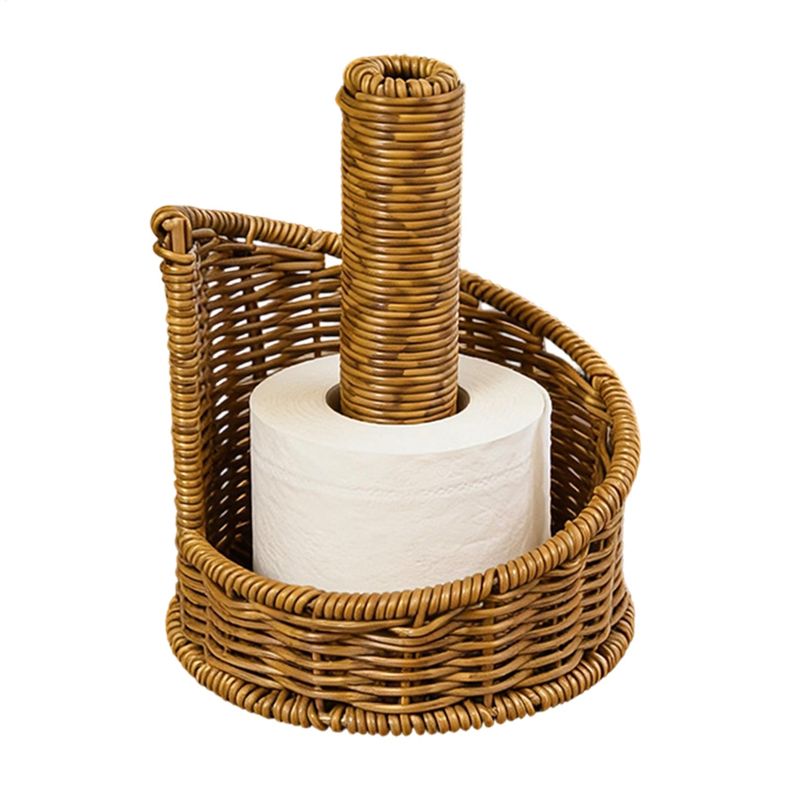 Home Bathroom Towel Dispenser - Farmhouse Toilet Paper Holder Faux Rattan