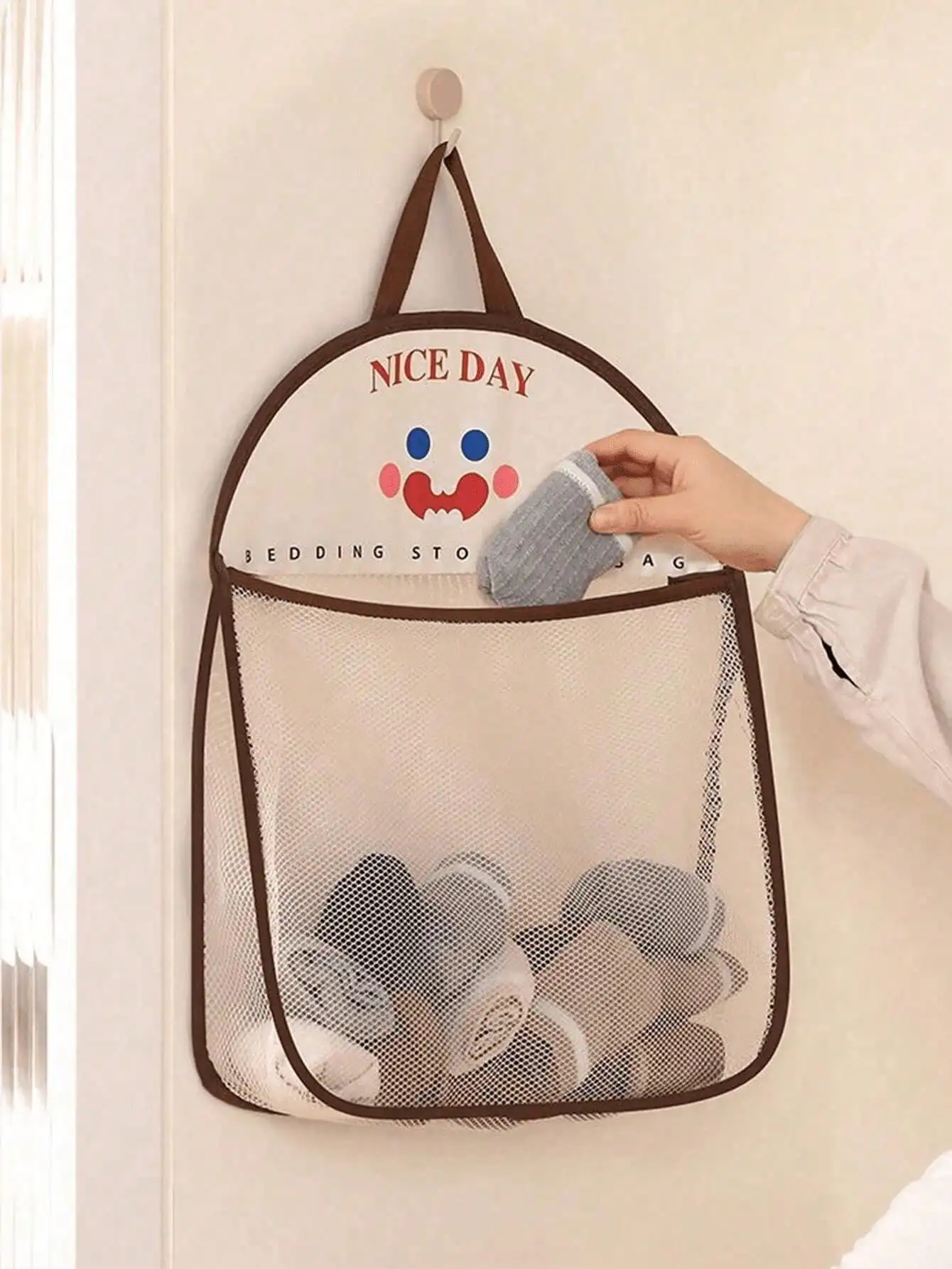 Home Essentials Bathroom Organizer - 4pcs Hanging Mesh Storage Bags, Polyester