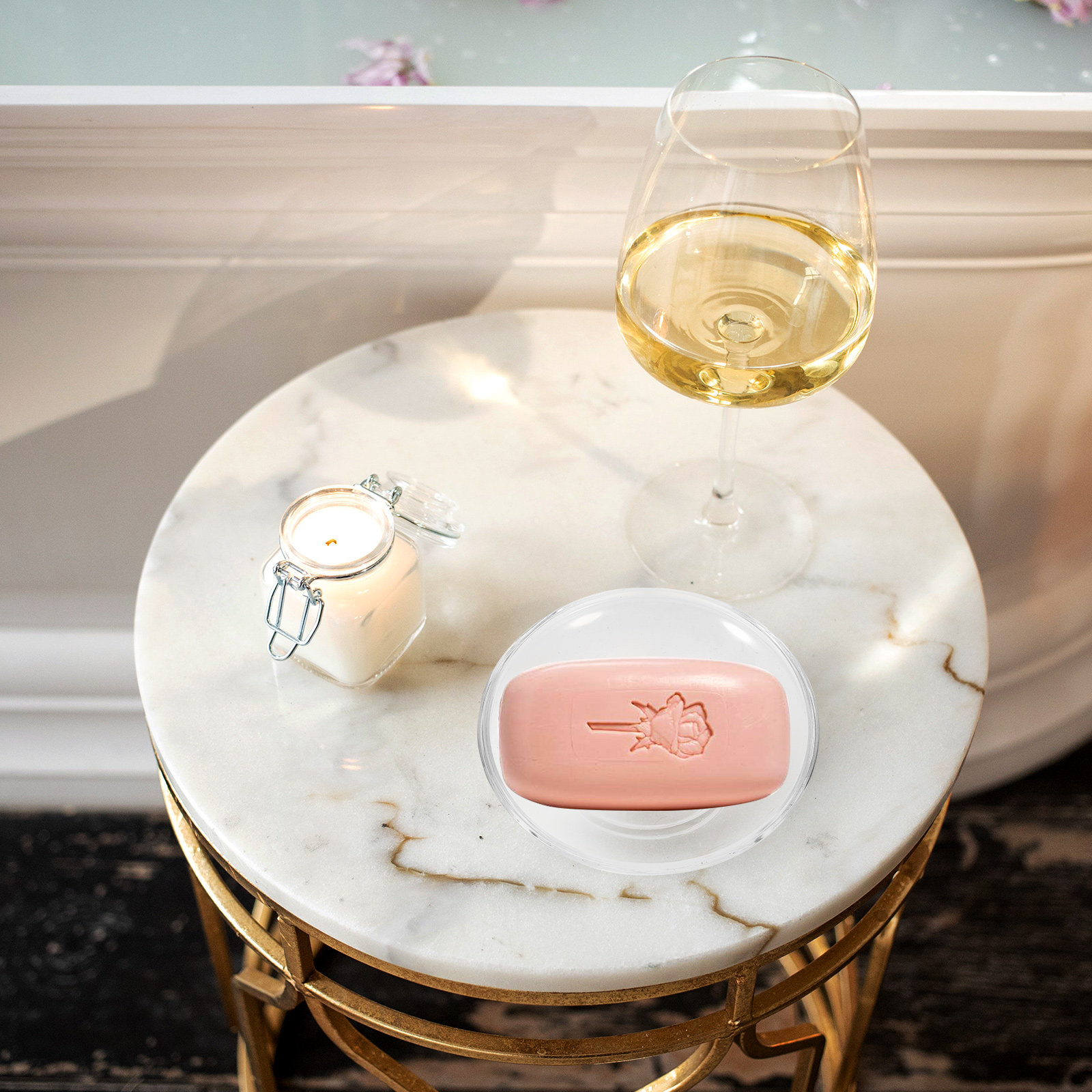 Glass Soap Dish - Glass Soap Box Transparent Round Container