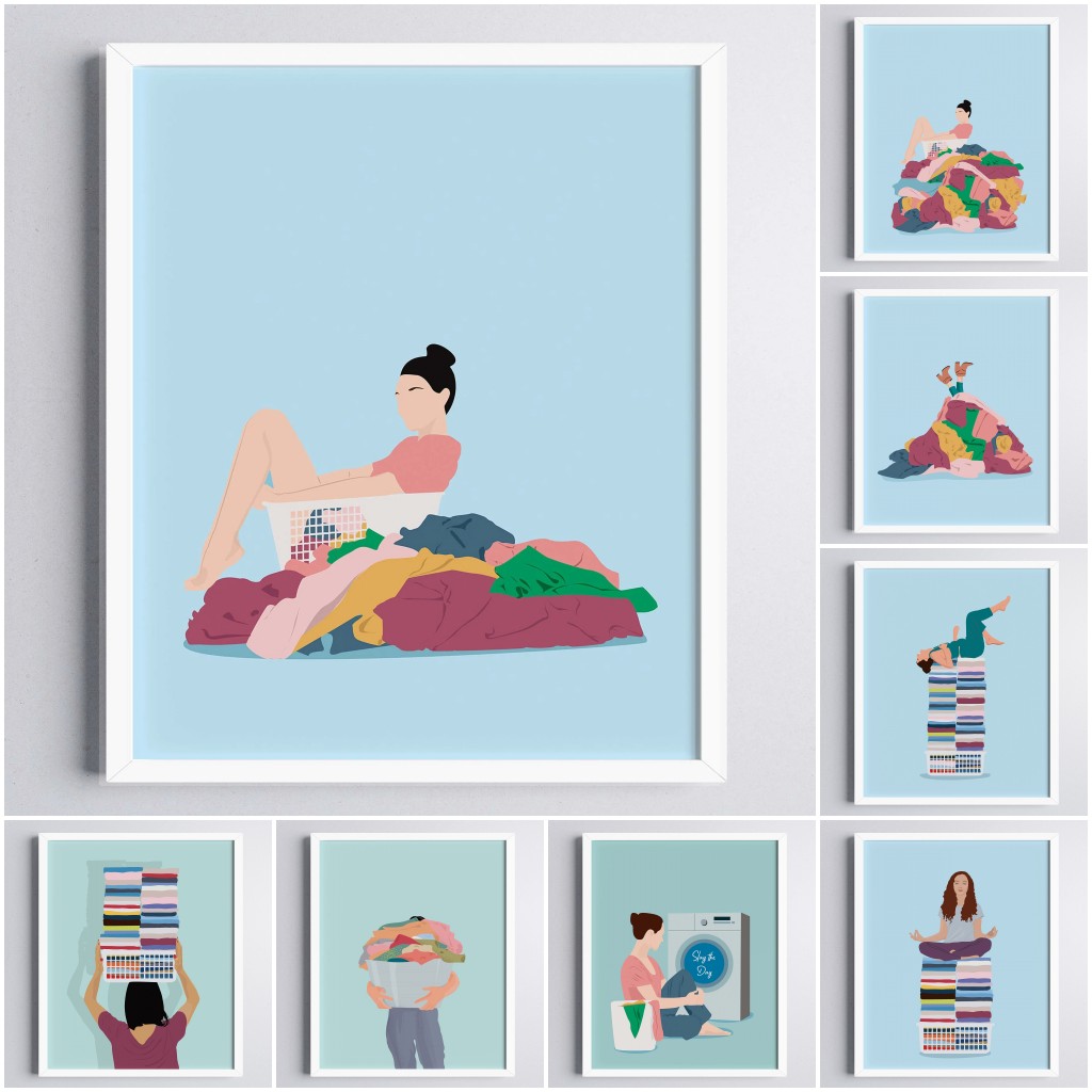 Home Bathroom Colors - Pastel Colors Art Print Laundry Day