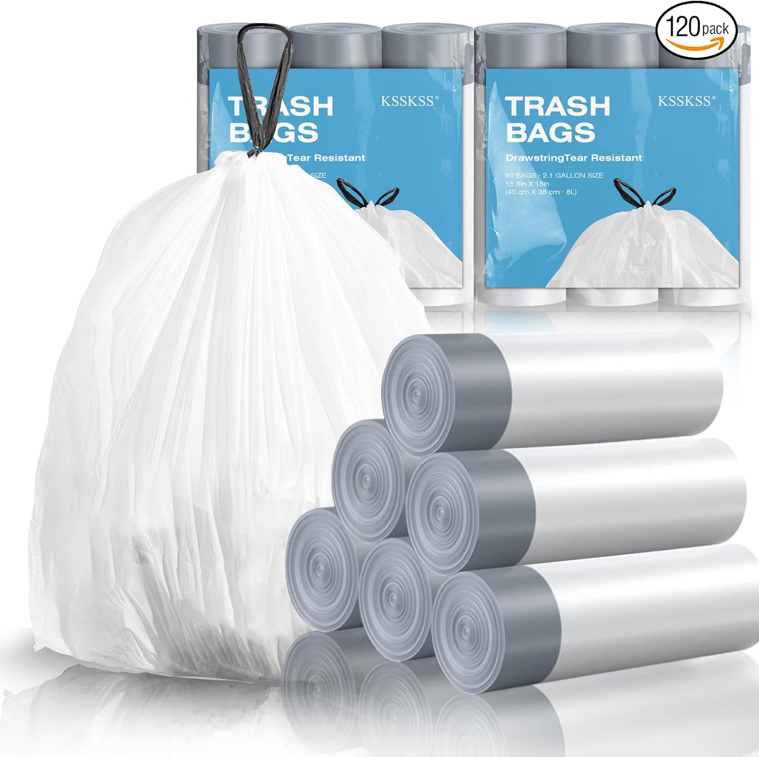 Home Bathroom Images - 1.6 Gallon Mini Drawstring Trash Bags,