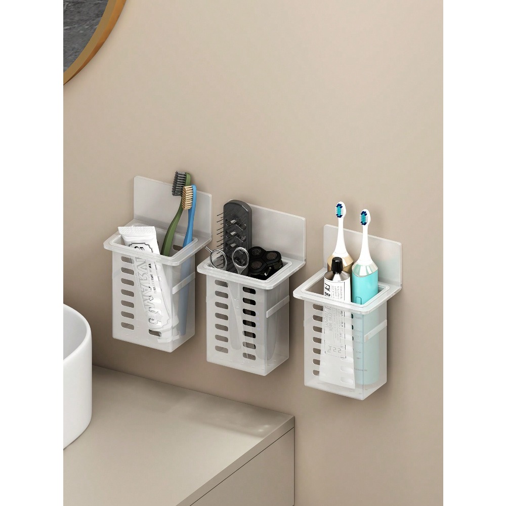 Home Bathroom Colors - Wall-Mounted Bathroom Storage Rack For Toothbrushes,