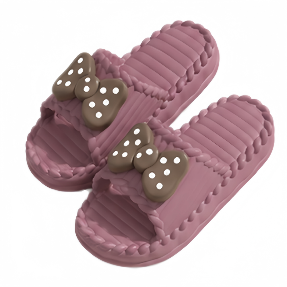 Home Bathroom Colors - Cute PVC Women Bow Slippers Soft