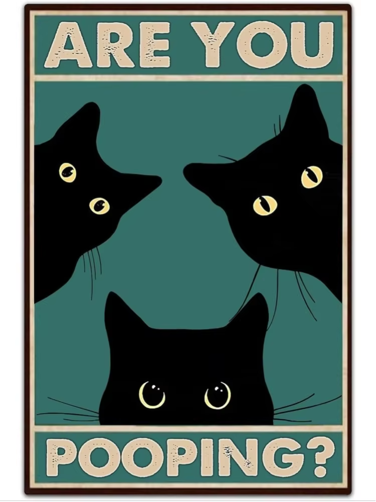 Home Bathroom Wall Decor - Vintage Decor Black Cat Wall Art