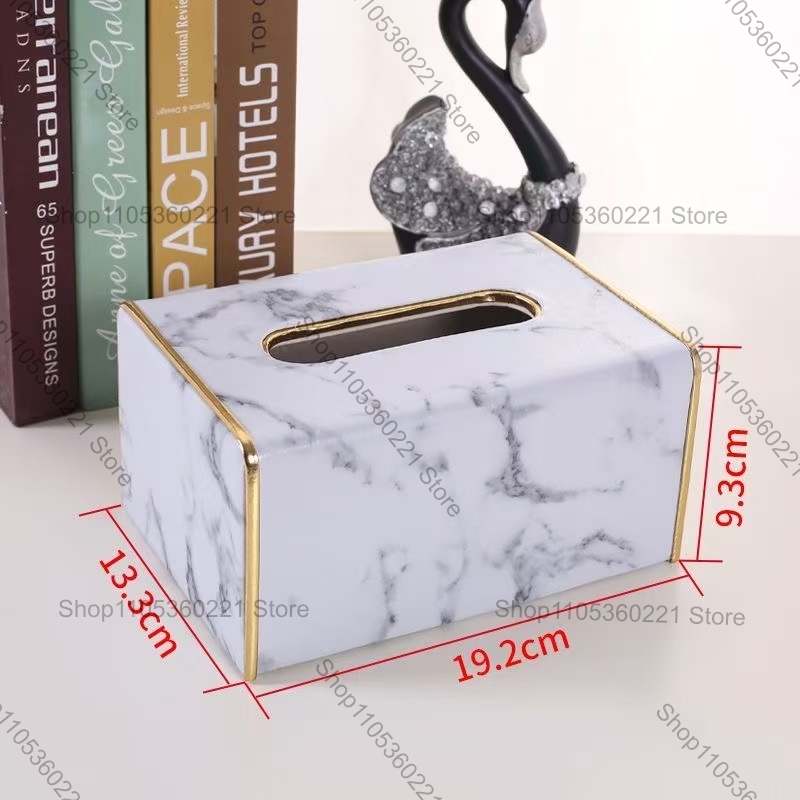 Home Bathroom Towel Dispenser - Luxury Marble Texture PU Leather Tissue