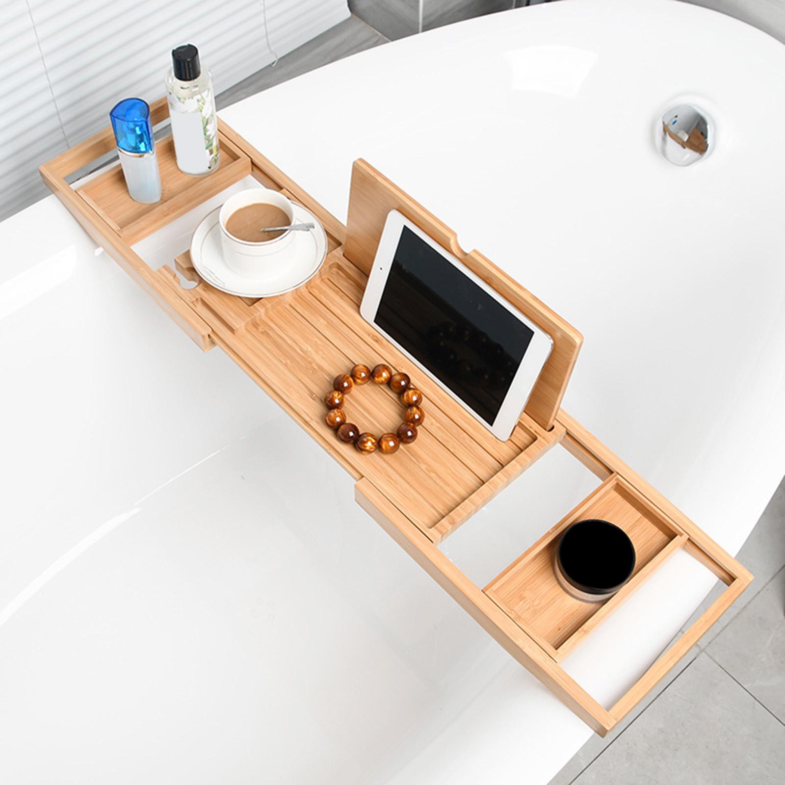 Premium Wooden Bathtub Caddy T - Glass Soap Dish ulasan dan harga