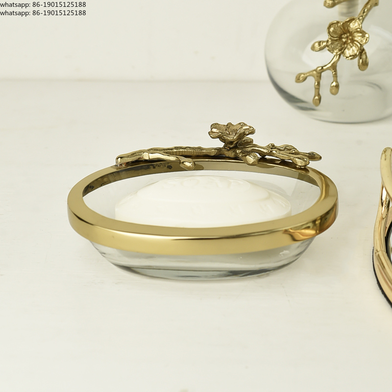 European Style Gold Brass Glas - Glass Soap Dish ulasan dan harga