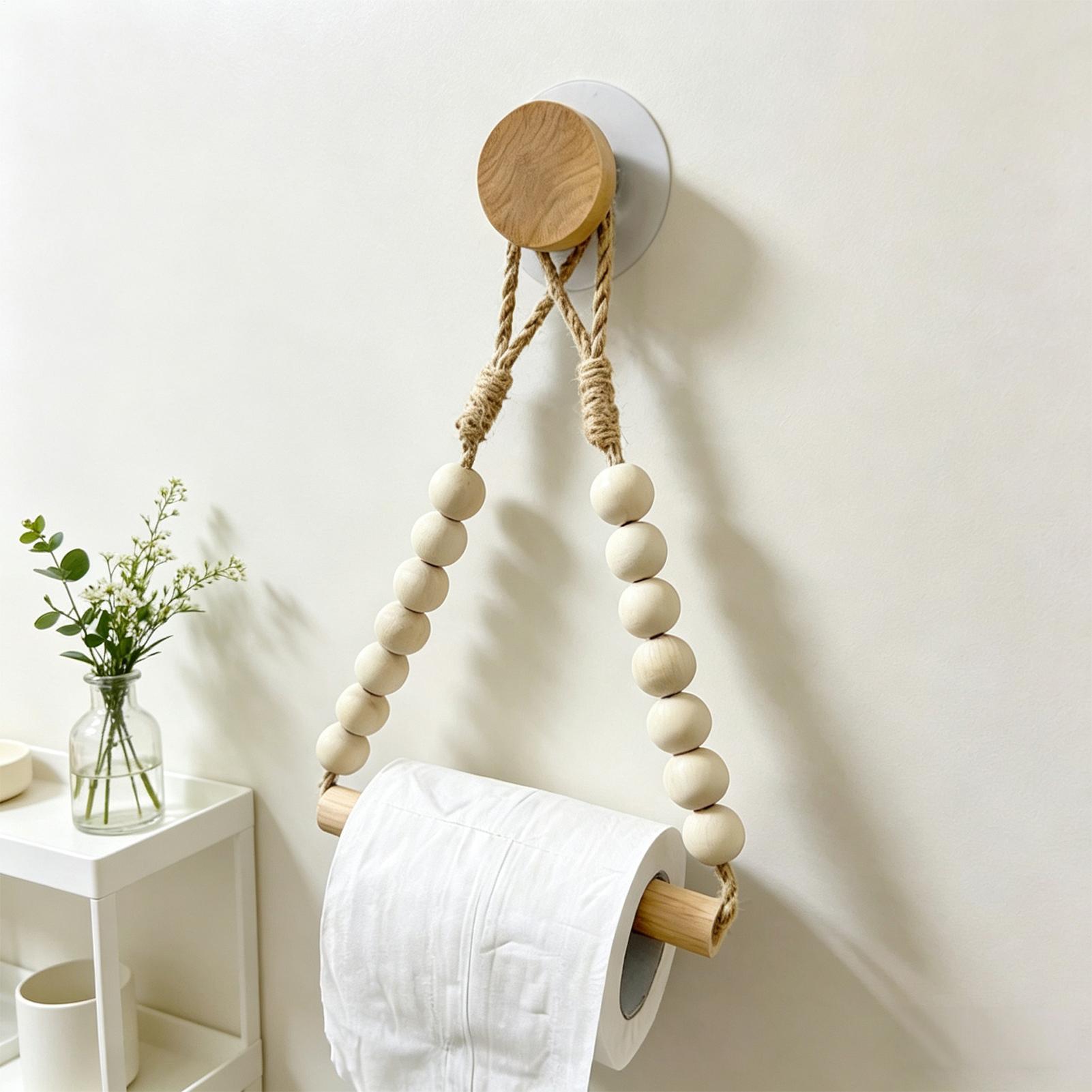 Toilet Paper Holder Wood Bead  - Home Bathroom Towel Dispenser ulasan dan harga