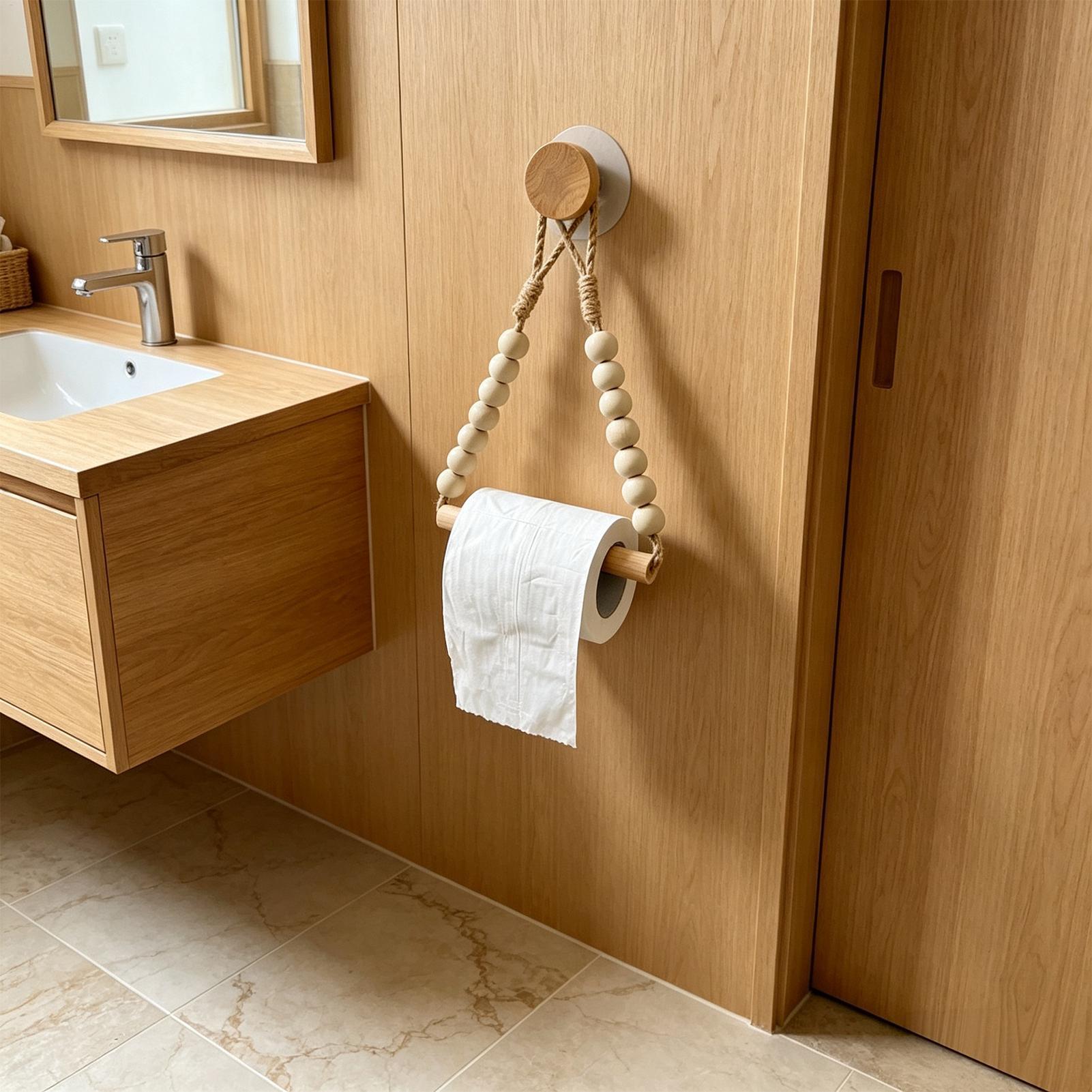 Toilet Paper Holder Wood Bead  - Home Bathroom Towel Dispenser ulasan dan harga