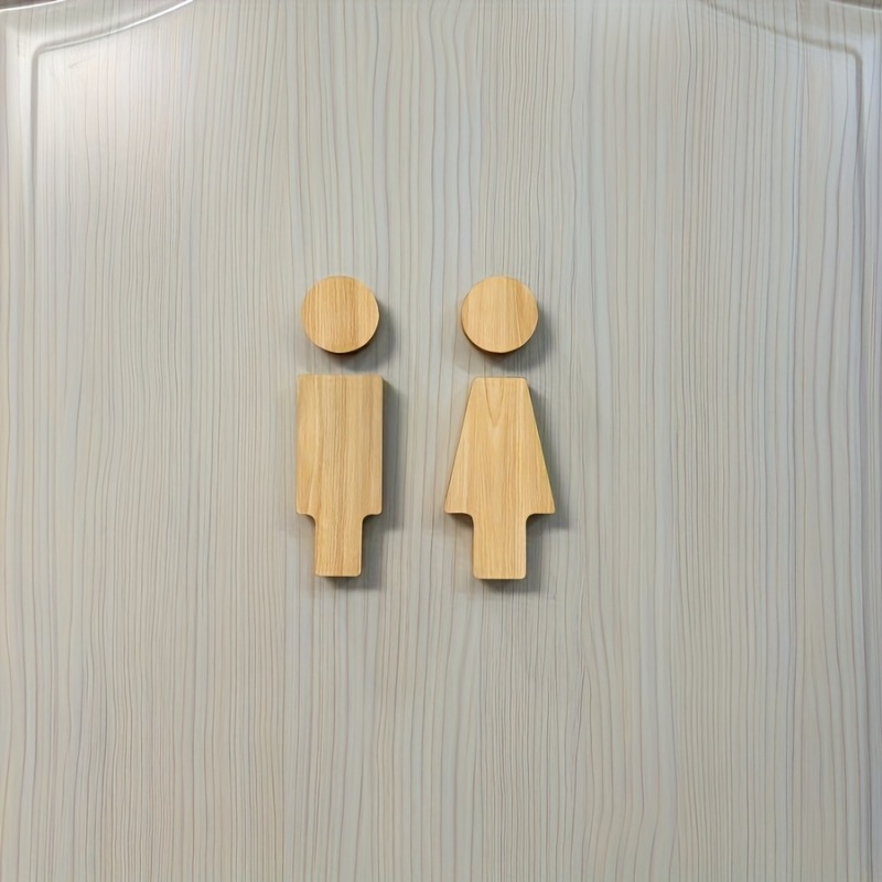 2PCS Wooden Bathroom Sign for  - Home Bathroom Accessories ulasan dan harga