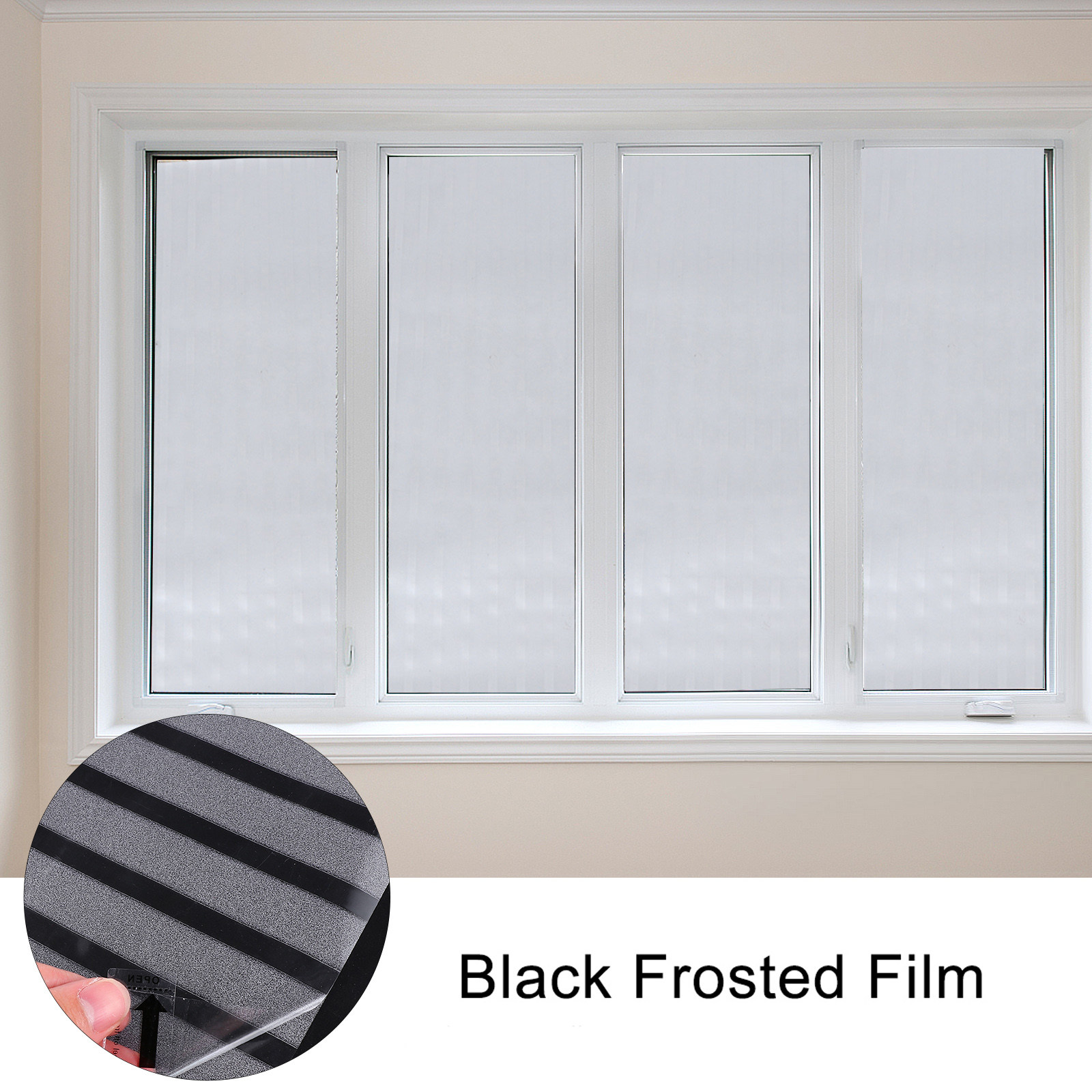 1Pcs Frosted Window Film Black - Home Bathroom Window Tint ulasan dan harga