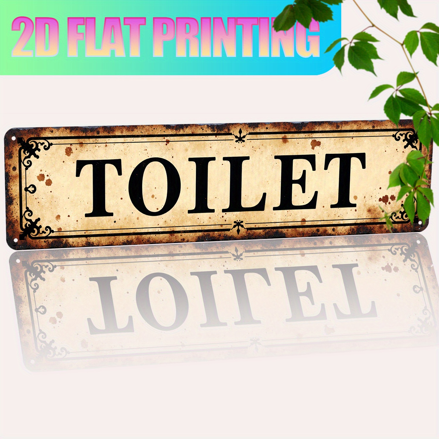2D Flat, Vintage Aluminum Wall - Home Bathroom Wall Decor ulasan dan harga