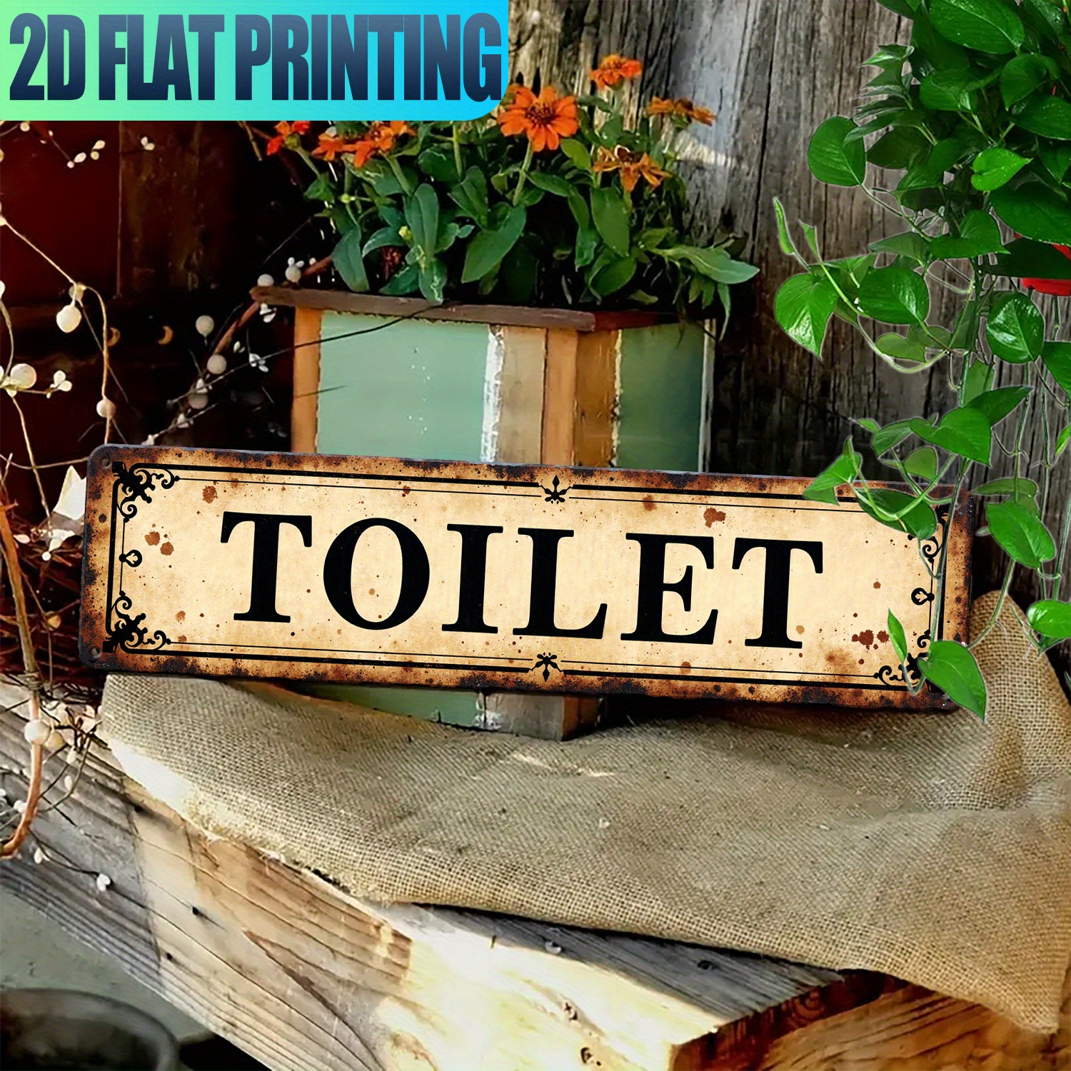 2D Flat, Vintage Aluminum Wall - Home Bathroom Wall Decor ulasan dan harga