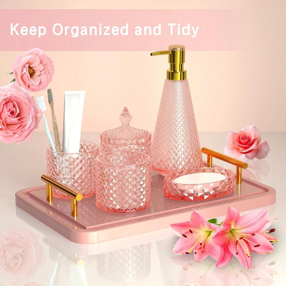 Pink Glass Bathroom Accessorie - Glass Soap Dish ulasan dan harga