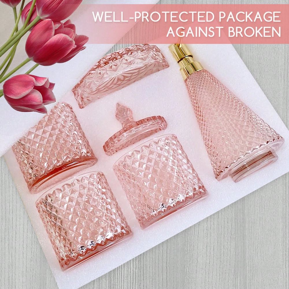 Pink Glass Bathroom Accessorie - Glass Soap Dish ulasan dan harga