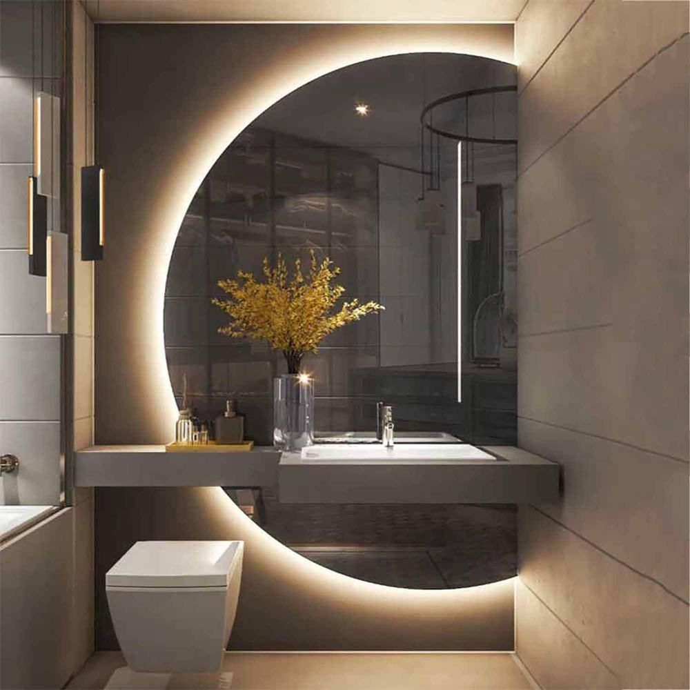 51x35 Semicircle LED Lighted V - Bathroom Mirror Led ulasan dan harga