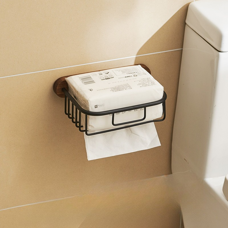 Solid Wood Tissue Holder Witho - Home Bathroom Paper Towel Holder ulasan dan harga