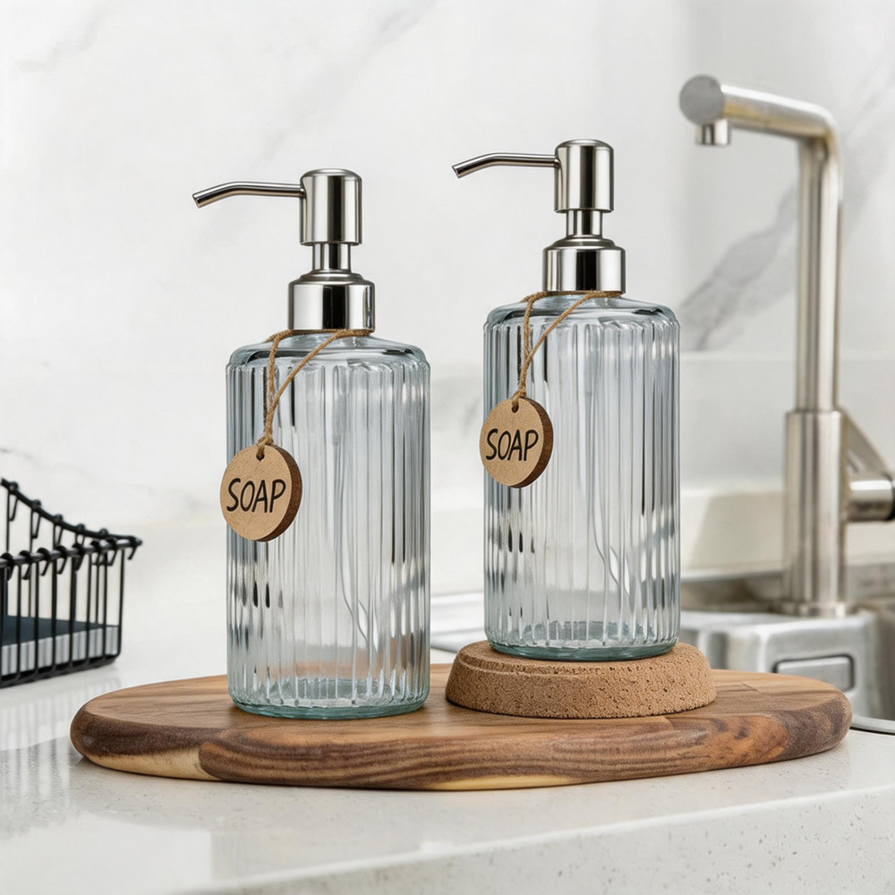 Glass Soap Dispenser with Rust - Glass Soap Dish ulasan dan harga