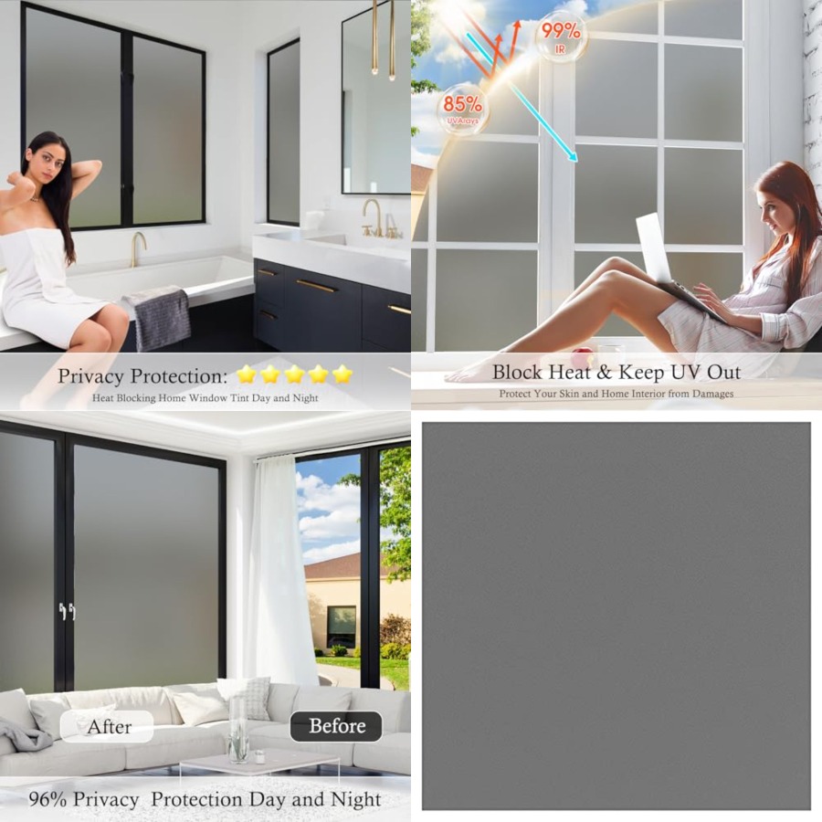 Window Privacy Film Frosted Gl - Home Bathroom Window Tint ulasan dan harga