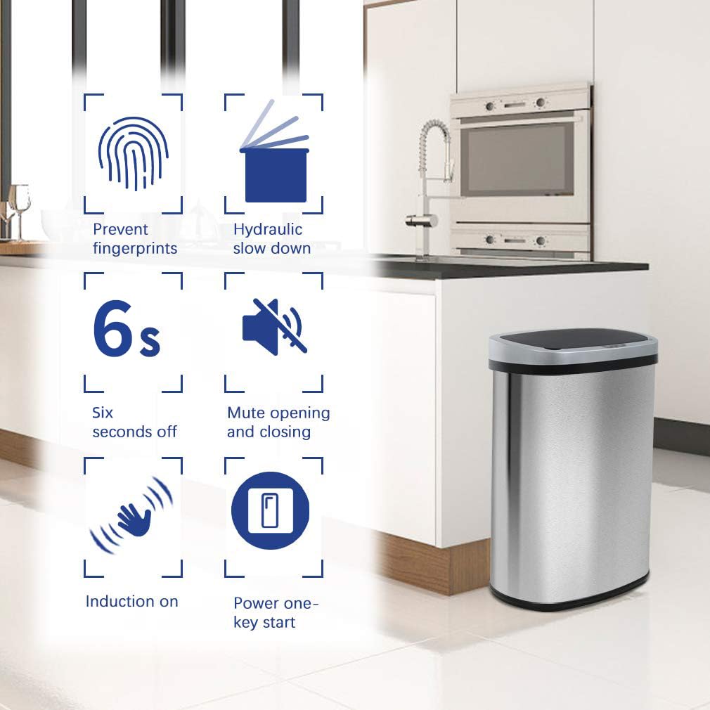 13 Gallon Touchless Trash Can  - Home Bathroom Images ulasan dan harga