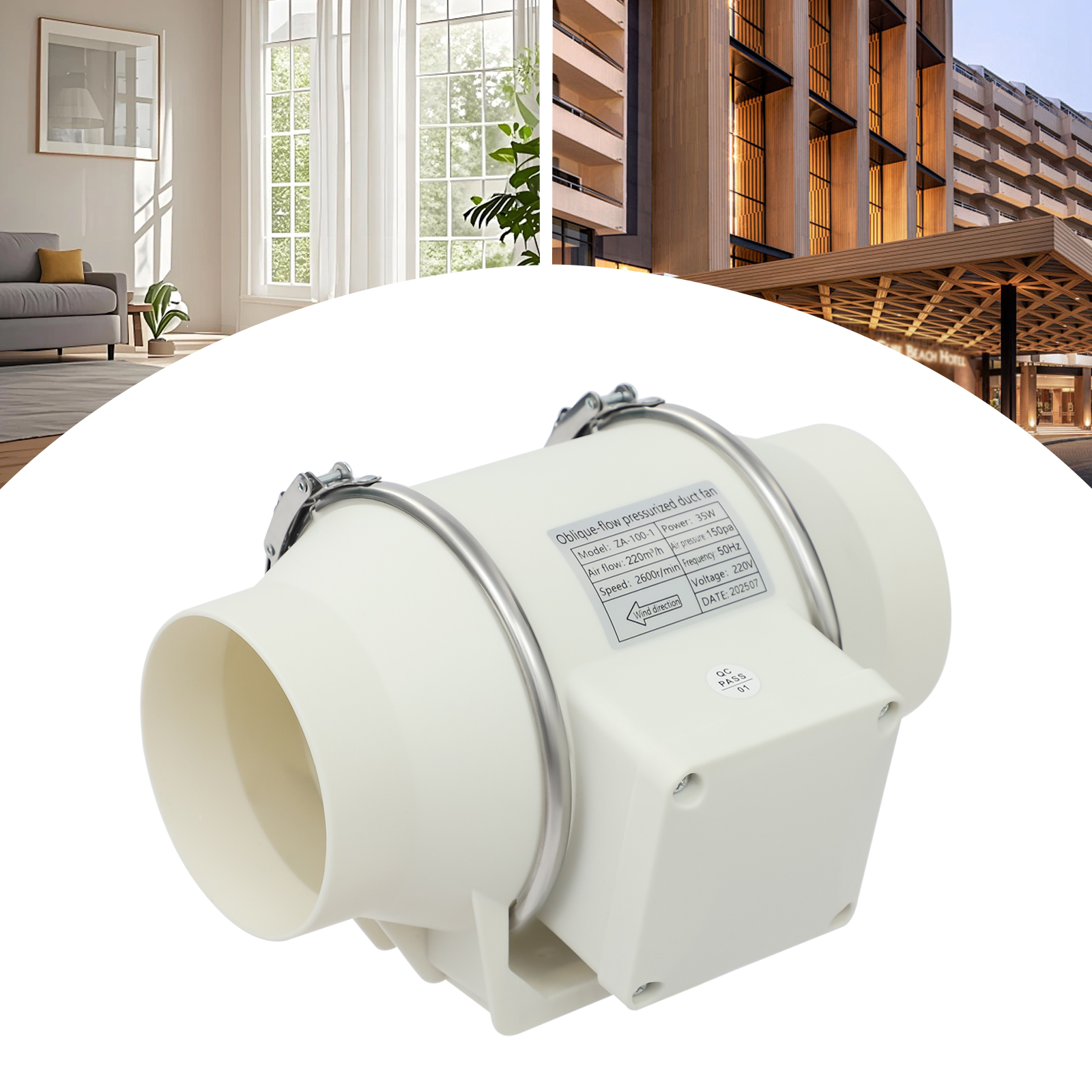 35W 110V Inline Duct Fan 220m³ - Home Bathroom Ventilation ulasan dan harga