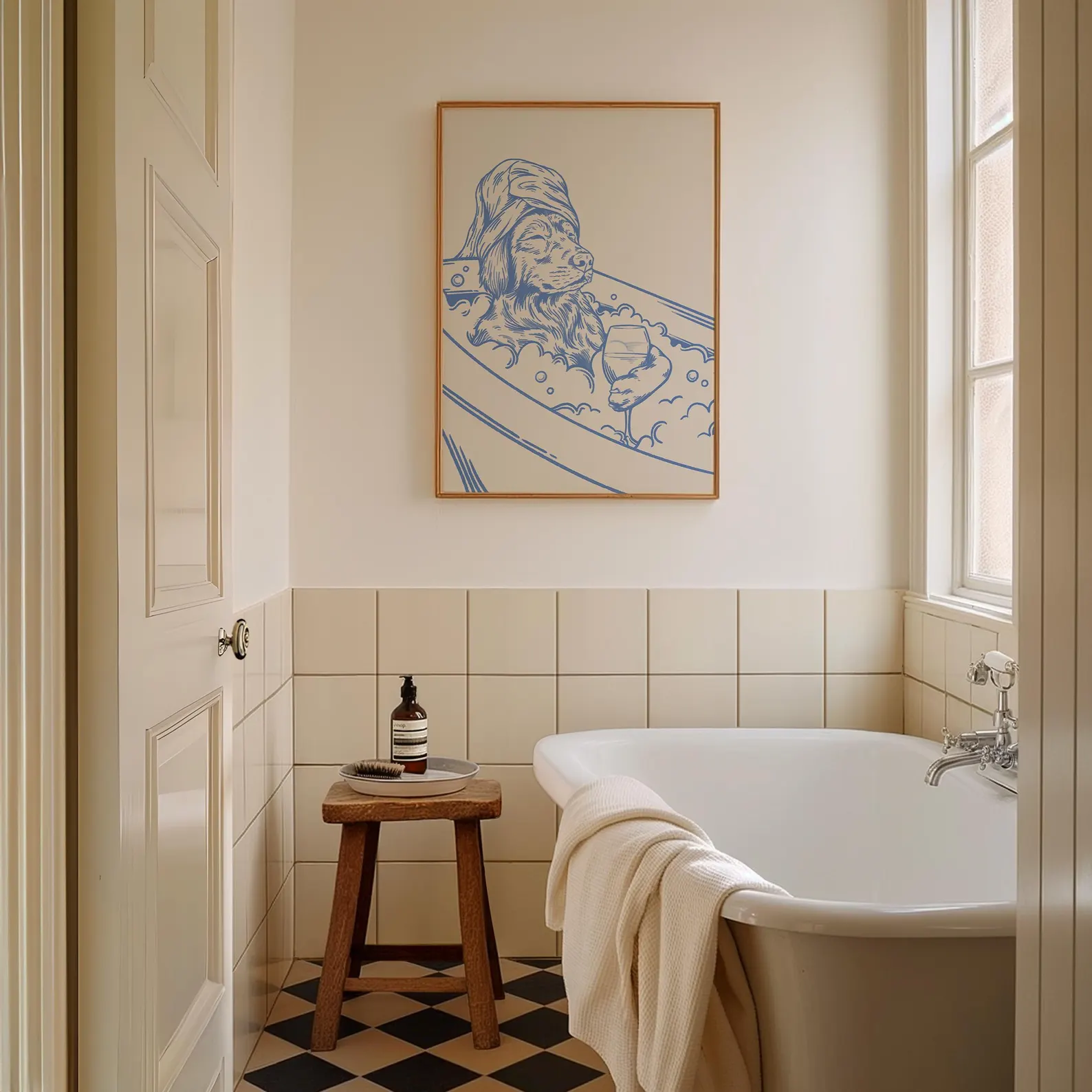 Dog with Wine Trendy Bathroom  - Home Bathroom Wall Decor ulasan dan harga