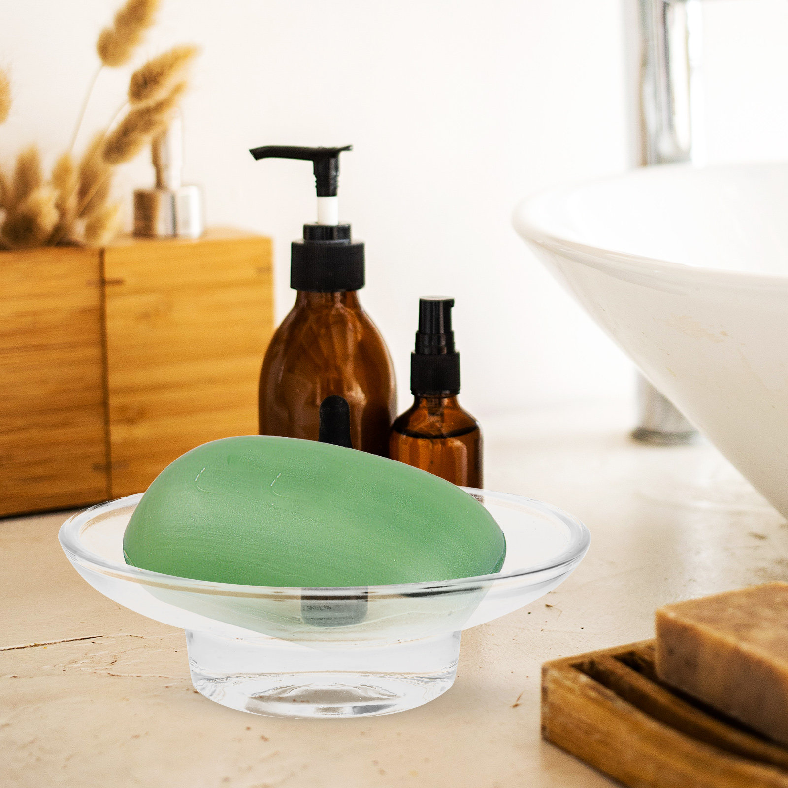Glass Soap Box Transparent Rou - Glass Soap Dish ulasan dan harga