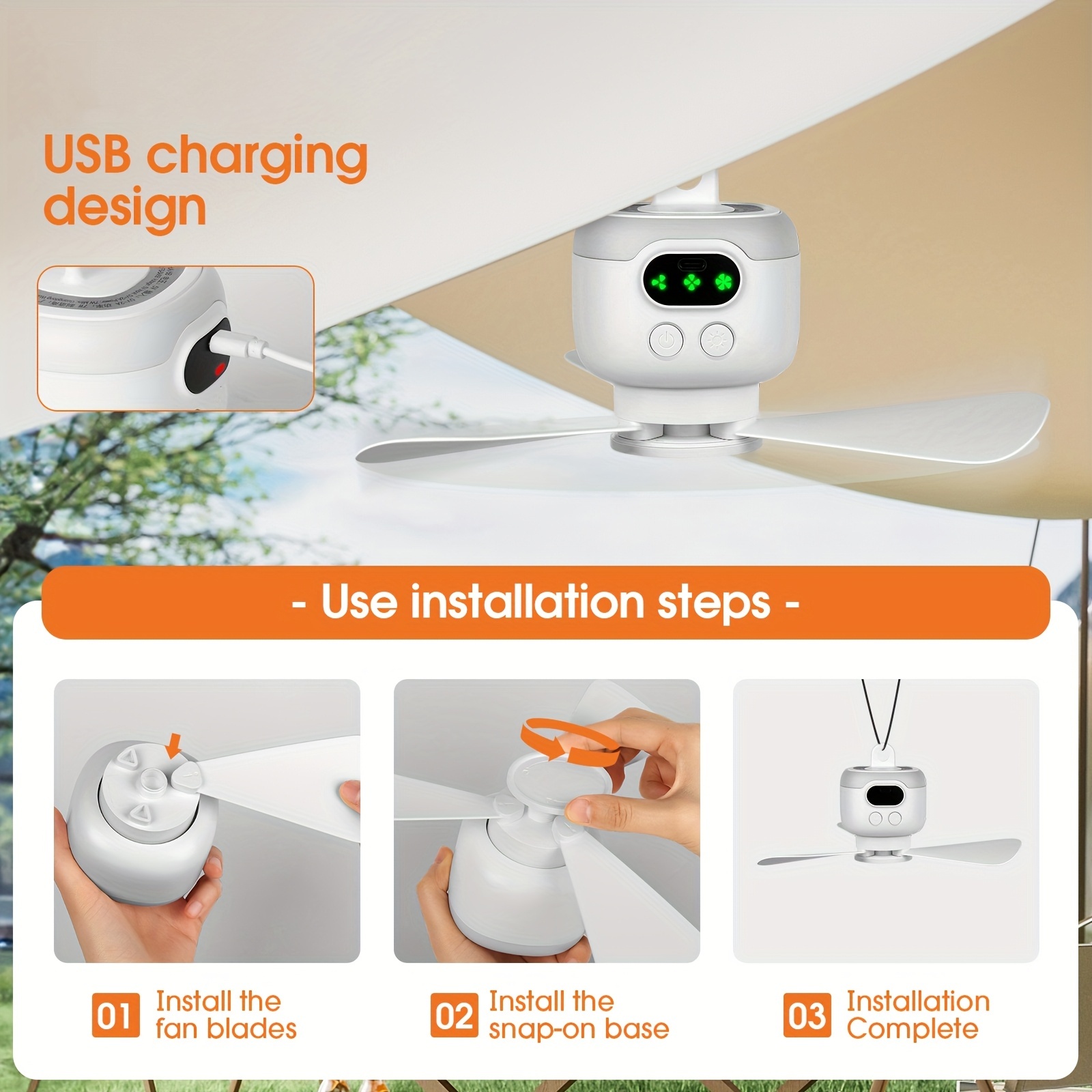 Portable Ceiling Fans 8000mAh  - Home Bathroom Ventilation ulasan dan harga