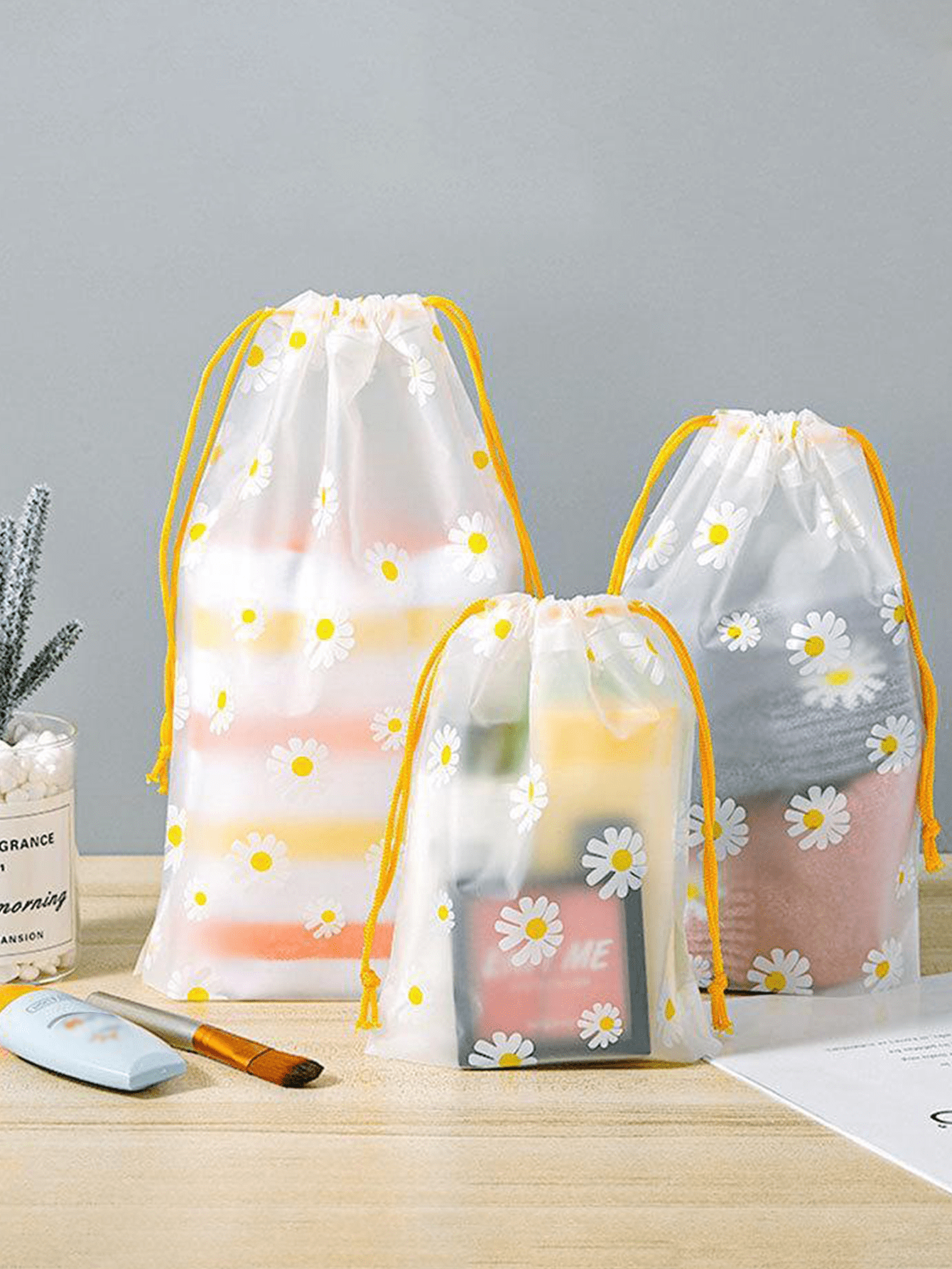 2pcs Portable Drawstring Mesh  - Home Essentials Bathroom Organizer ulasan dan harga