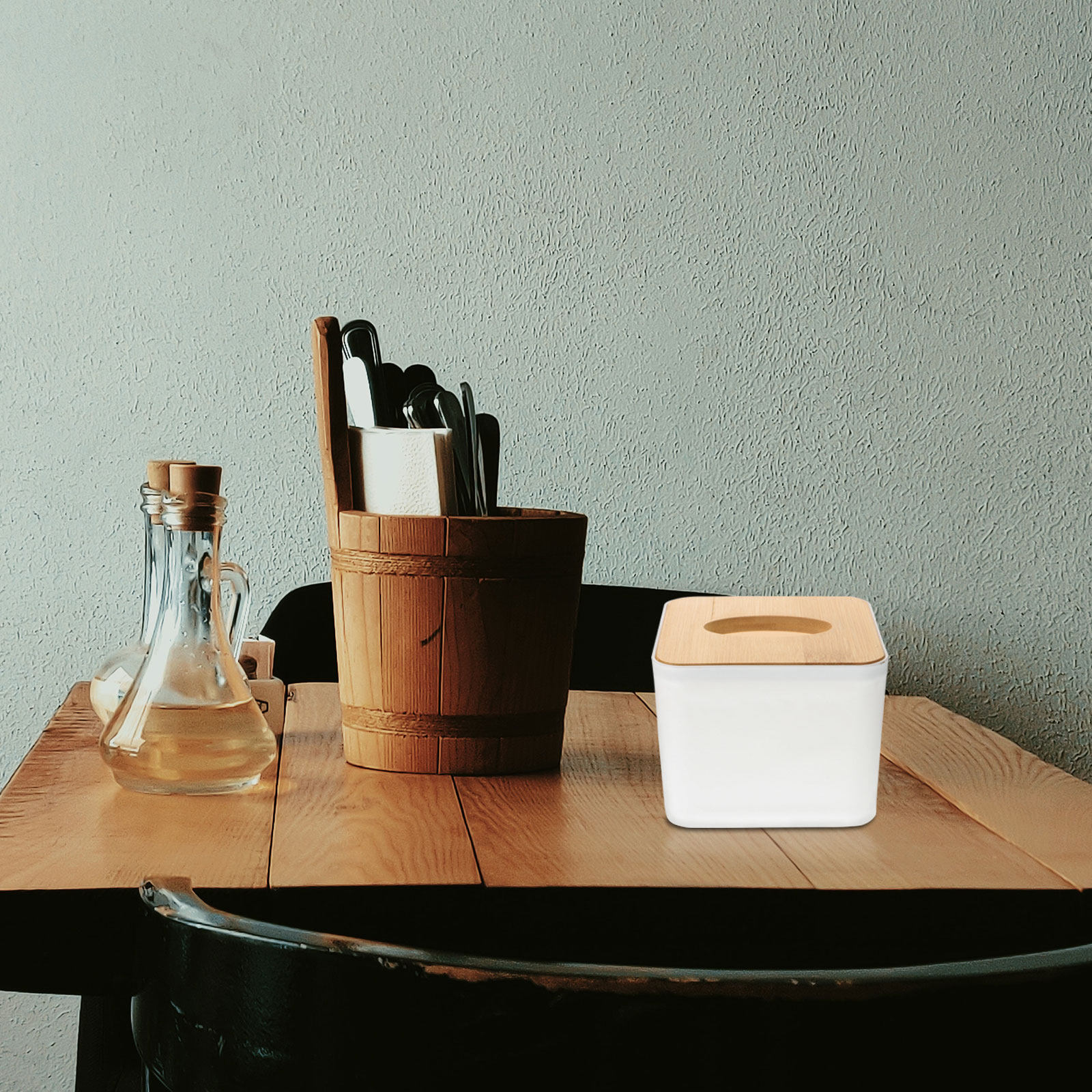 2Pcs Wooden Lid Tissue Box Squ - Home Bathroom Paper Towel Holder ulasan dan harga