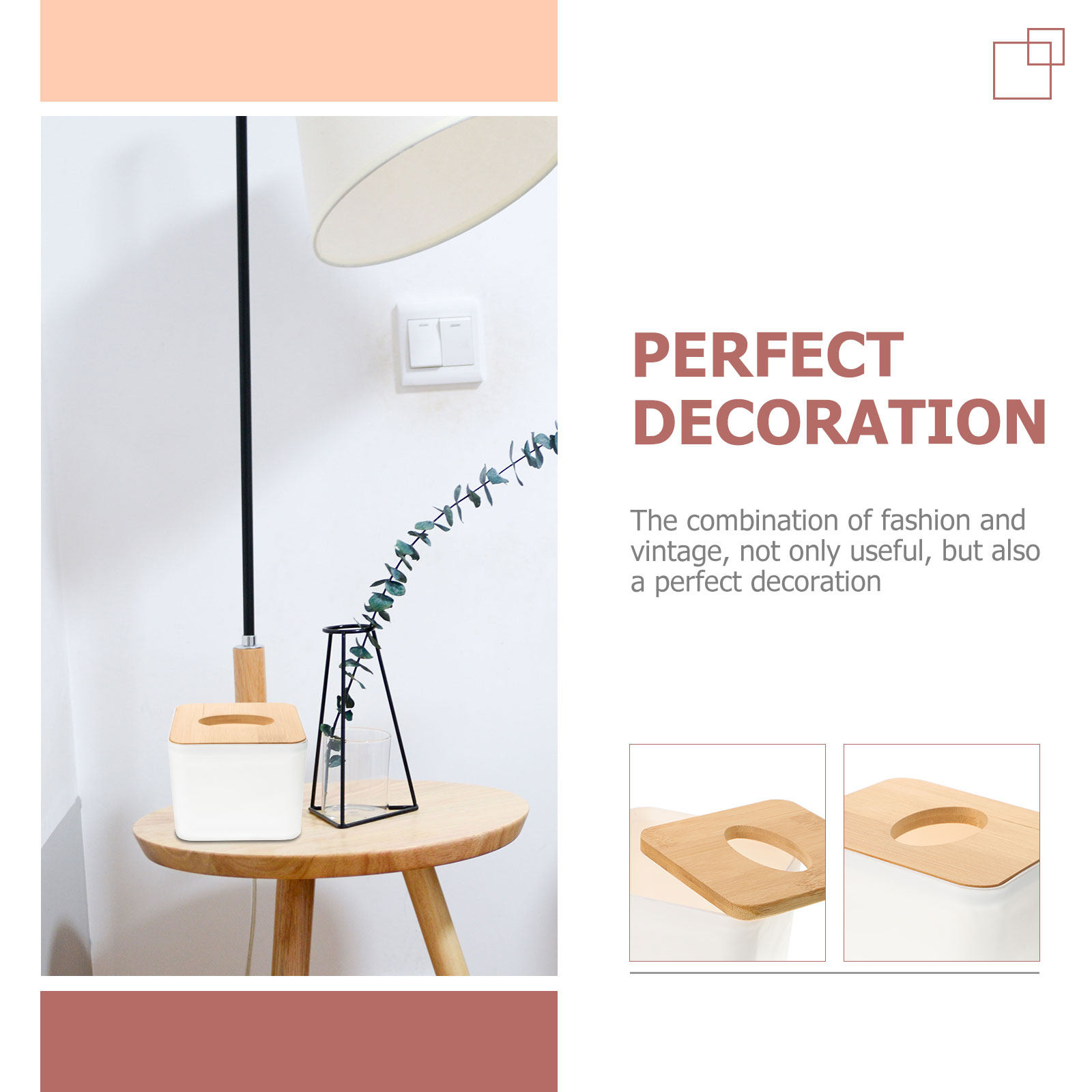 2Pcs Wooden Lid Tissue Box Squ - Home Bathroom Paper Towel Holder ulasan dan harga