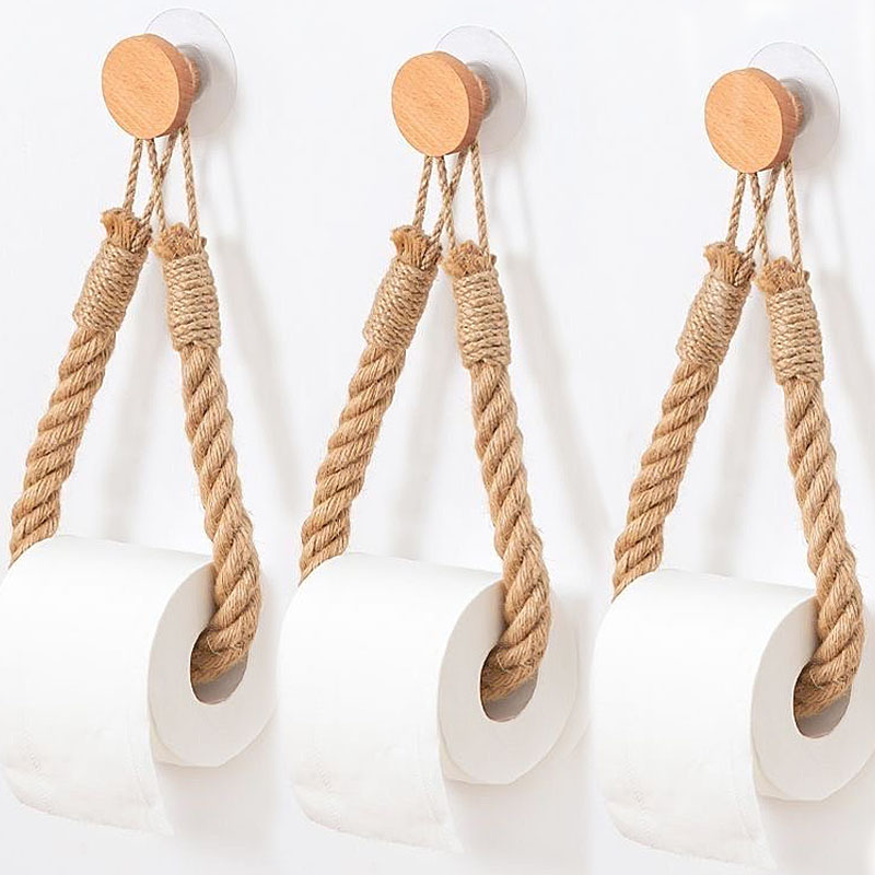 4/1pcs Nail-free Wooden Hook P - Home Bathroom Paper Towel Holder ulasan dan harga