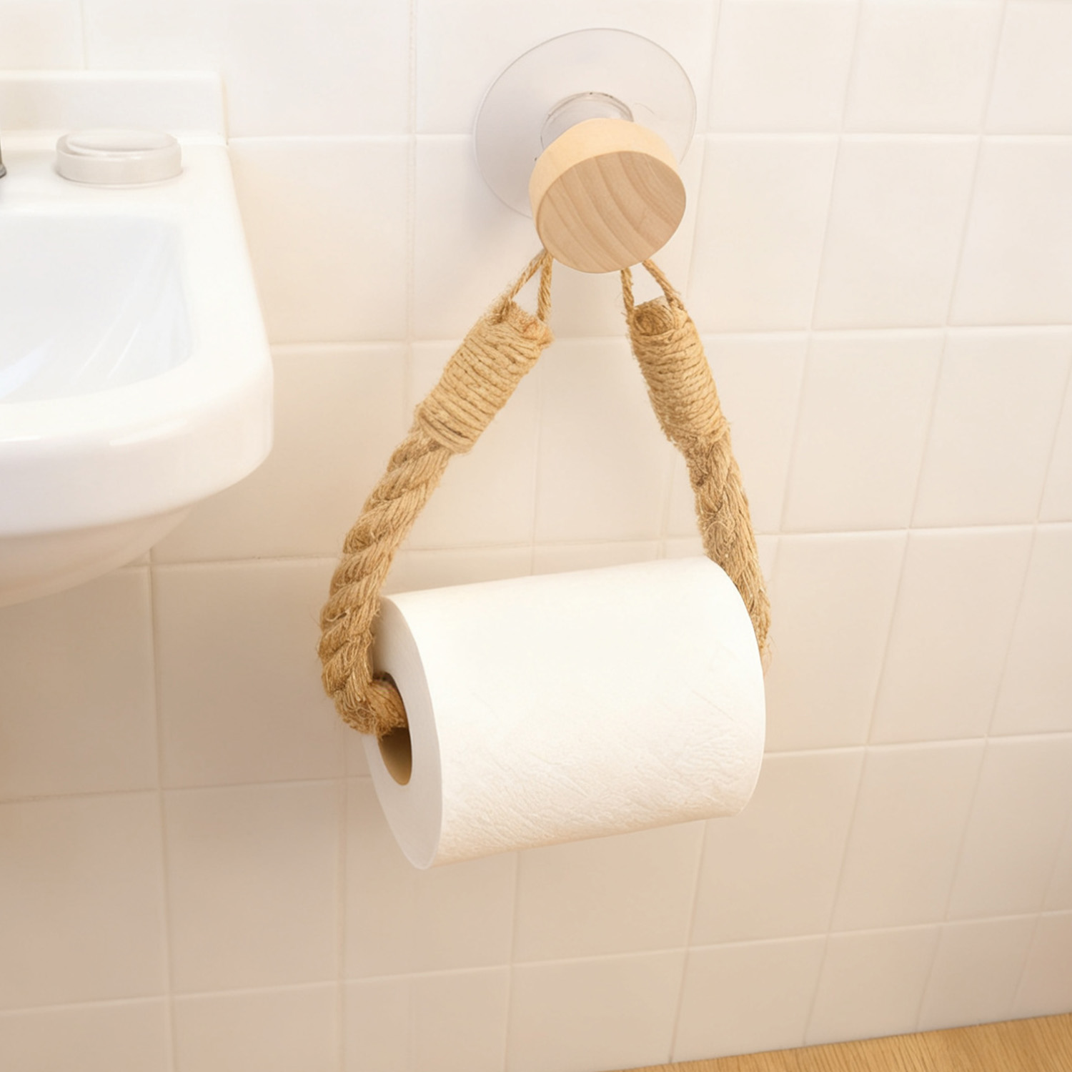 4/1pcs Nail-free Wooden Hook P - Home Bathroom Paper Towel Holder ulasan dan harga