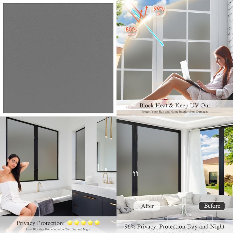 Window Privacy Film Frosted Gl - Home Bathroom Window Tint ulasan dan harga