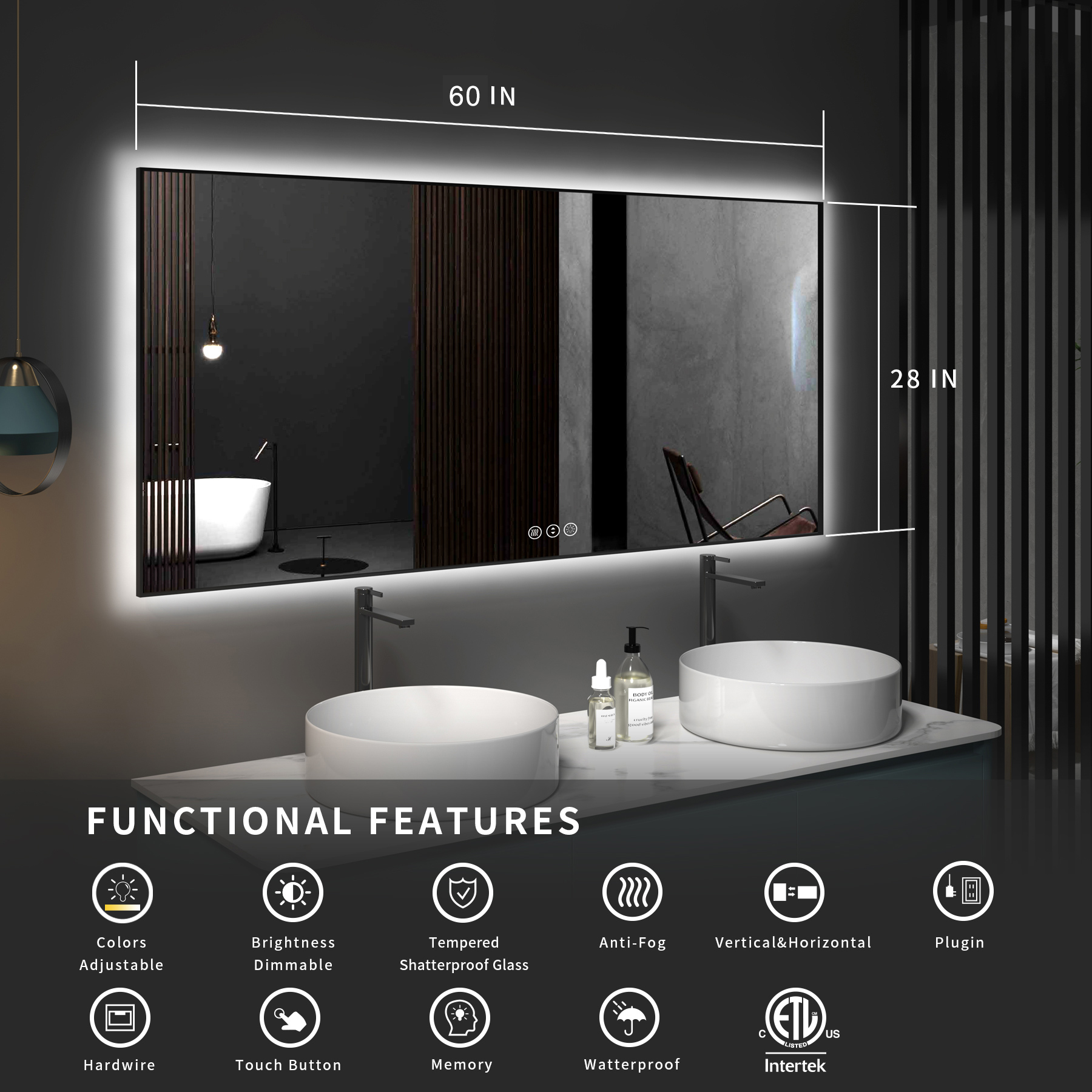 Large Rectangle LED Smart Bath - Bathroom Mirror Led ulasan dan harga