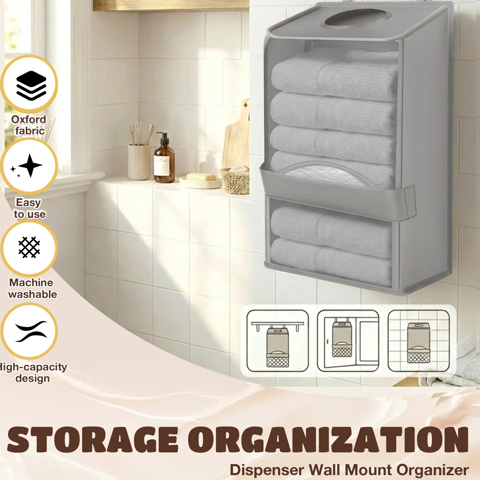 2-Layer Hanging Storage Bag 2  - Home Bathroom Towel Dispenser ulasan dan harga
